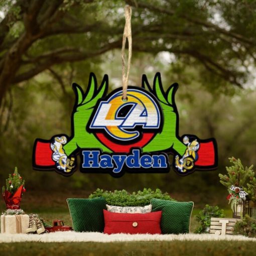 NFL Los Angeles Rams Grinch Christmas Ornament Personalized Your Name 2023 Christmas Tree Decorations
