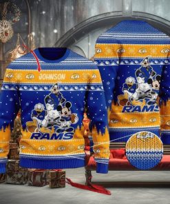 NFL Los Angeles Rams Knitted Christmas 3D Sweater Hat Custom Name