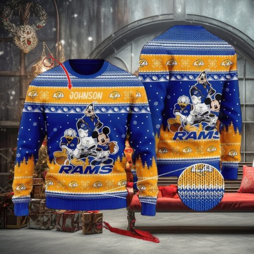 NFL Los Angeles Rams Knitted Christmas 3D Sweater Hat Custom Name