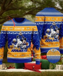 NFL Los Angeles Rams Knitted Christmas 3D Sweater Hat Custom Name