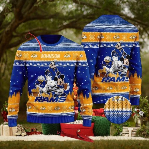 NFL Los Angeles Rams Knitted Christmas 3D Sweater Hat Custom Name