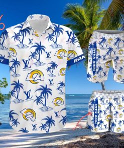 NFL Los Angeles Rams Louis Vuitton Logo Pattern Hawaiian Shirt & Shorts