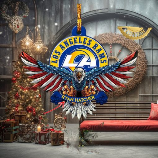 NFL Los Angeles Rams Xmas American US Eagle Custom Name Christmas Tree Decorations Ornament