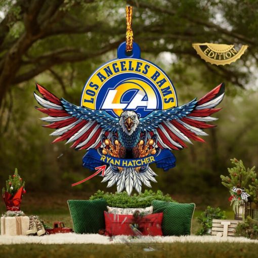 NFL Los Angeles Rams Xmas American US Eagle Custom Name Christmas Tree Decorations Ornament