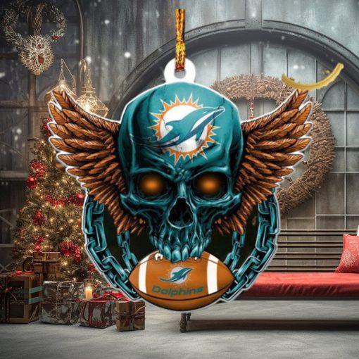 NFL Miami Dolphins 2023 Holiday Gifts Xmas Tree Christmas Decorations Skull Ornament