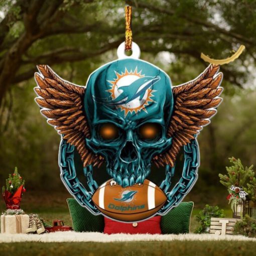 NFL Miami Dolphins 2023 Holiday Gifts Xmas Tree Christmas Decorations Skull Ornament