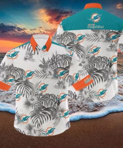 NFL Miami Dolphins 3D Flowers Leaf Hawaiian Shirt Summer Hot Gift For Fans