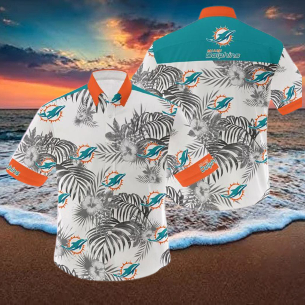 NFL Miami Dolphins 3D Flowers Leaf Hawaiian Shirt Summer Hot Gift