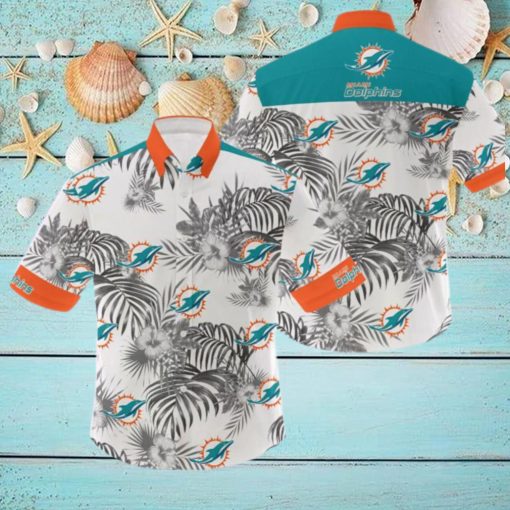 NFL Miami Dolphins 3D Flowers Leaf Hawaiian Shirt Summer Hot Gift For Fans