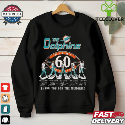 NFL Miami Dolphins 60th 1965 2025 Thank You For The Memories Signatures Shirt