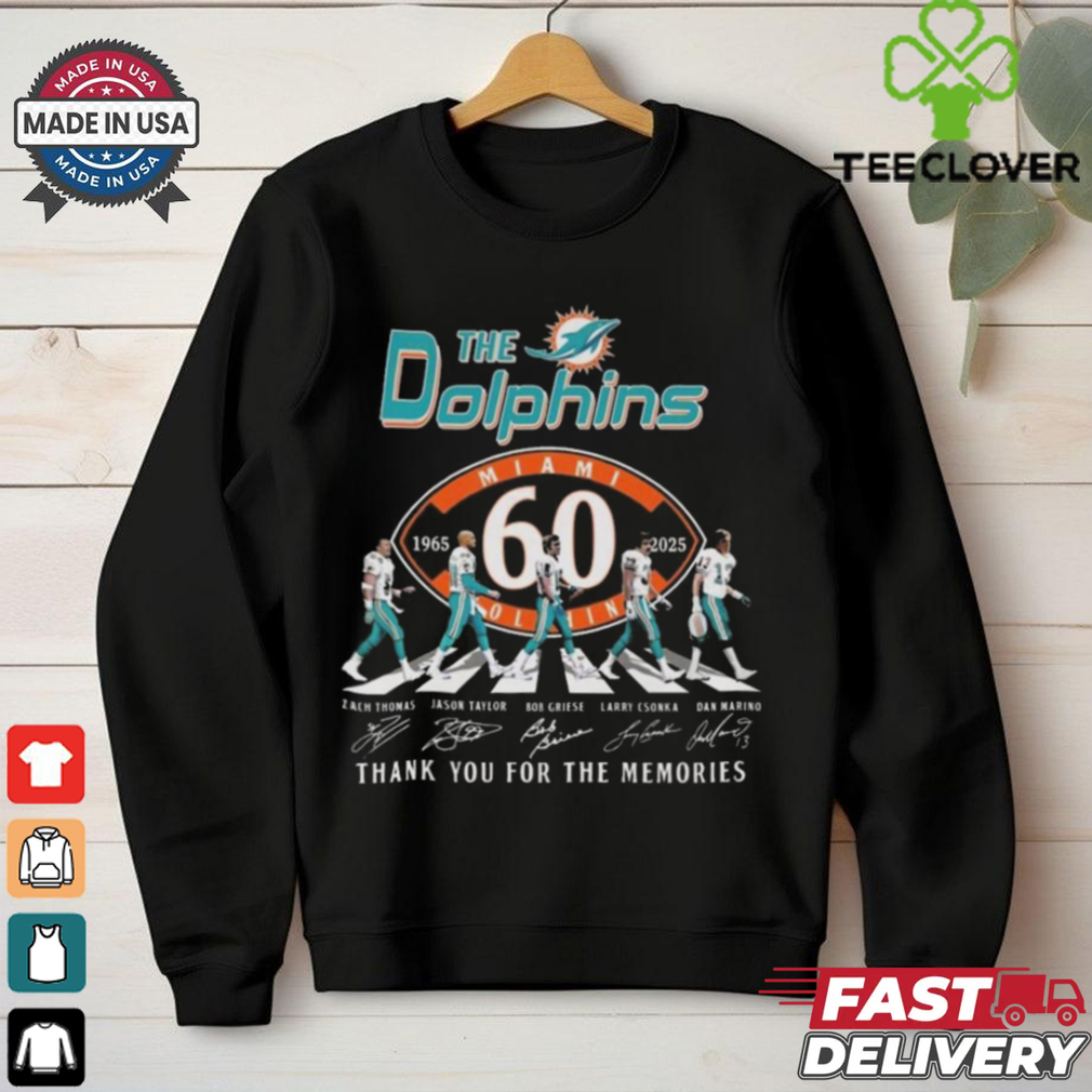 NFL Miami Dolphins 60th 1965 2025 Thank You For The Memories Signatures Shirt NFL Miami Dolphins 60th 1965 2025 Thank You For The Memories Signatures Shirt