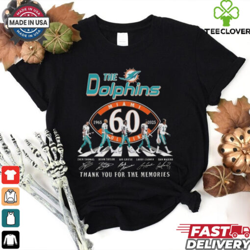 NFL Miami Dolphins 60th 1965 2025 Thank You For The Memories Signatures Shirt