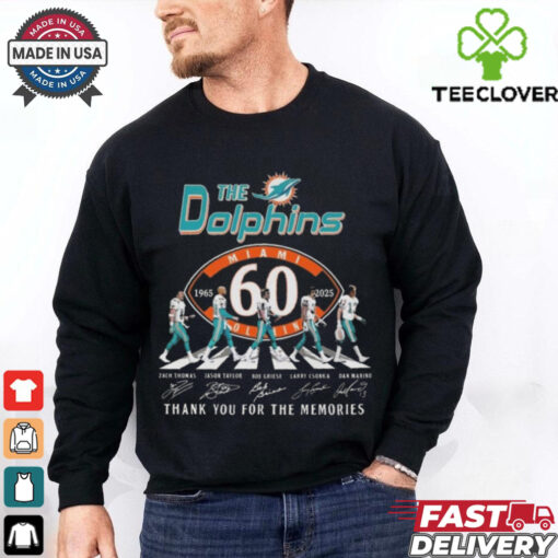 NFL Miami Dolphins 60th 1965 2025 Thank You For The Memories Signatures Shirt