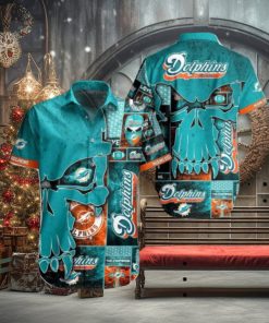 NFL Miami Dolphins Aqua Punisher Skull Hawaiian Shirt 1 NFL Miami Dolphins Aqua Punisher Skull Hawaiian Shirt