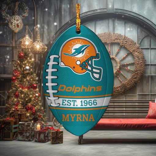 NFL Miami Dolphins Football Xmas Custom Name Tree Decorations Ornament