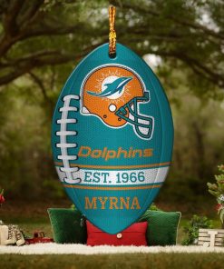 NFL Miami Dolphins Football Xmas Custom Name Tree Decorations Ornament