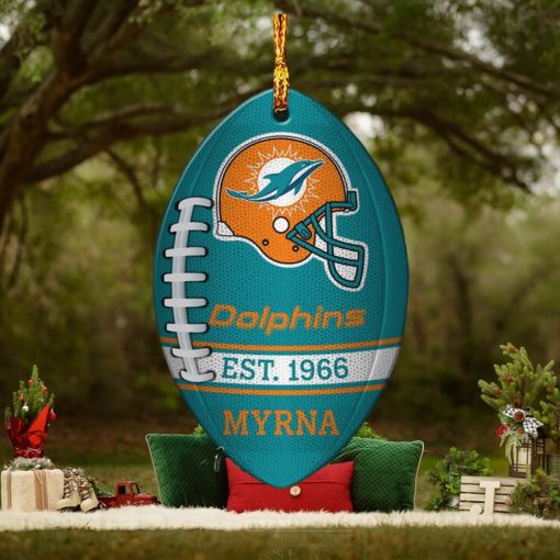 NFL Miami Dolphins Football Xmas Custom Name Tree Decorations Ornament