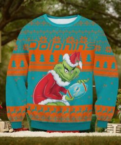 NFL Miami Dolphins Grinch AOP Ugly Christmas Sweater Christmas Gift For Men And Women