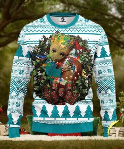 NFL Miami Dolphins Groot Hug Christmas Ugly Sweater