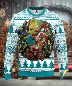 NFL Miami Dolphins Groot Hug Christmas Ugly Sweater