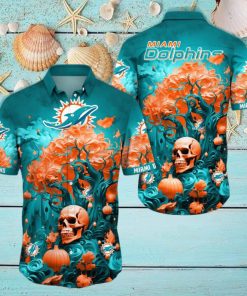 NFL Miami Dolphins Halloween Skull Pumpkin Hawaiian Shirt