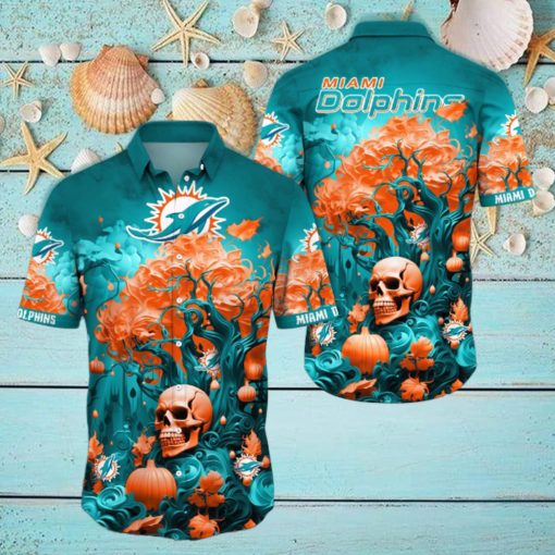 NFL Miami Dolphins Halloween Skull Pumpkin Hawaiian Shirt