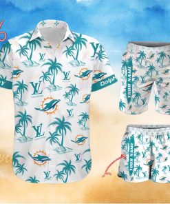 NFL Miami Dolphins Louis Vuitton Logo Pattern Hawaiian Shirt & Shorts
