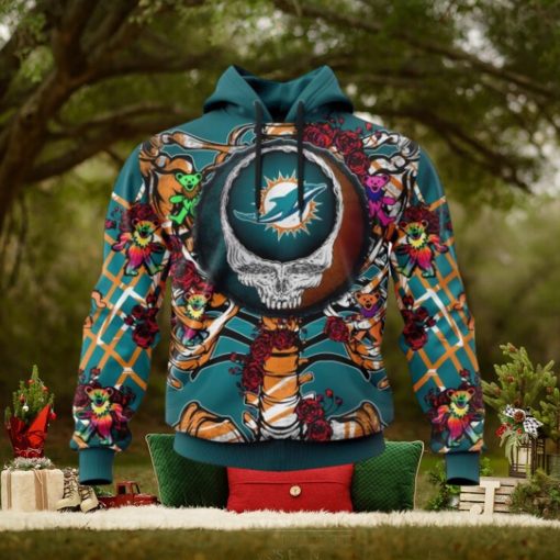 NFL Miami Dolphins Mix Grateful Dead, Personalized Name & Number Specialized Concepts Kits 3D Hoodie