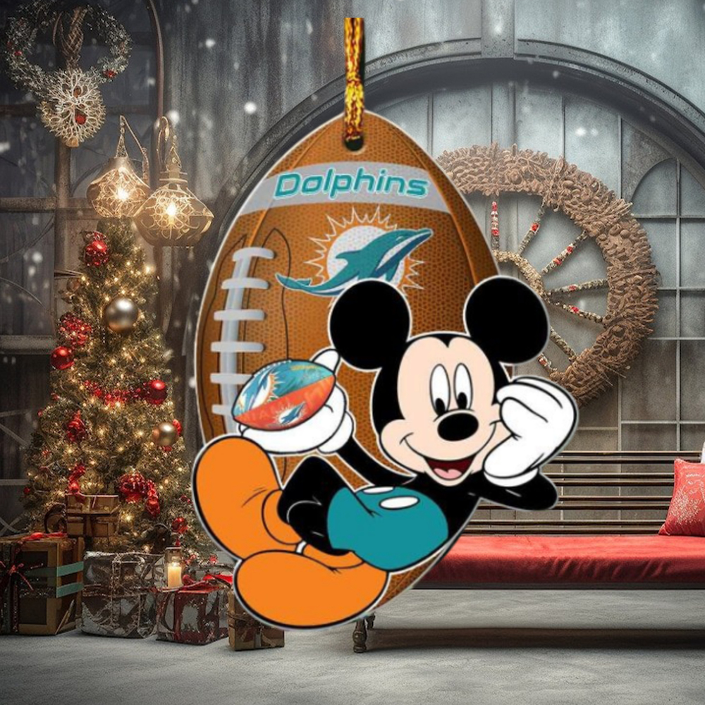 NFL Miami Dolphins Xmas Mickey Custom Name For Fans Ornament NFL Miami Dolphins Xmas Mickey Custom Name For Fans Ornament