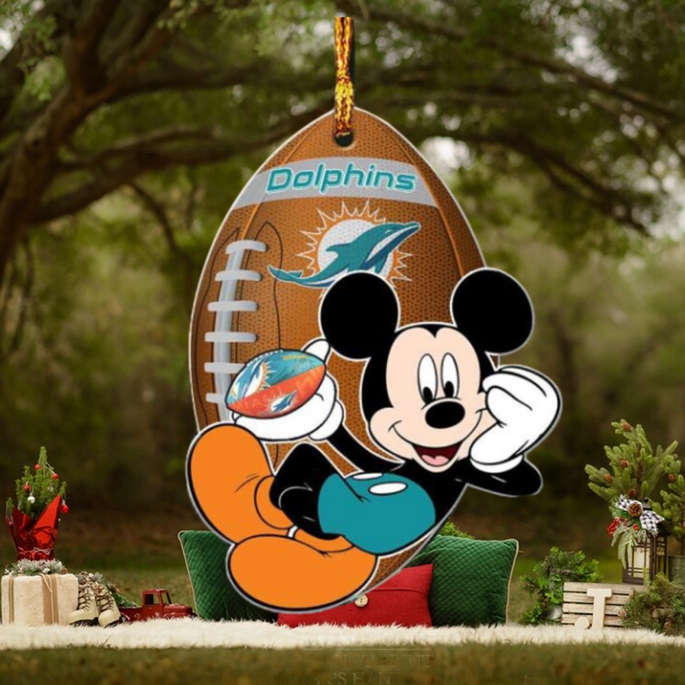 NFL Miami Dolphins Xmas Mickey Custom Name For Fans Ornament NFL Miami Dolphins Xmas Mickey Custom Name For Fans Ornament