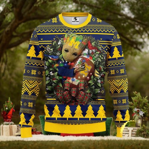 NFL Michigan Wolverines Groot Hug Christmas Ugly Sweater