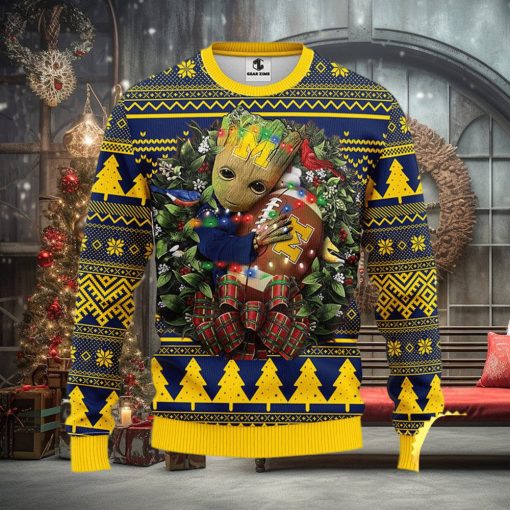 NFL Michigan Wolverines Groot Hug Christmas Ugly Sweater