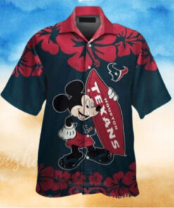 NFL Mickey – Houston Texans Mickey Crimson Sunset Hawaiian Shirt