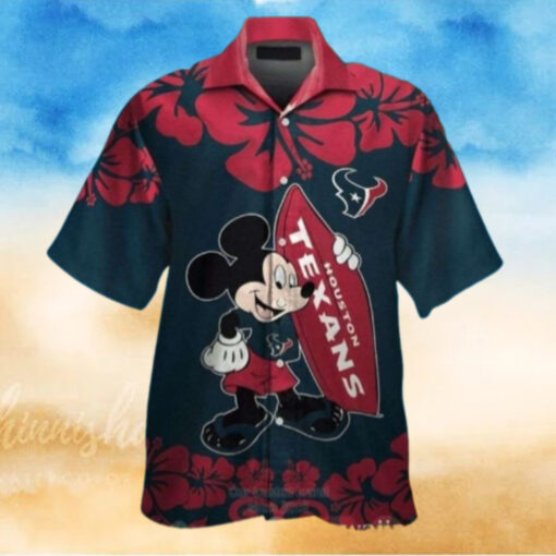 NFL Mickey – Houston Texans Mickey Crimson Sunset Hawaiian Shirt