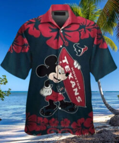 NFL Mickey – Houston Texans Mickey Crimson Sunset Hawaiian Shirt