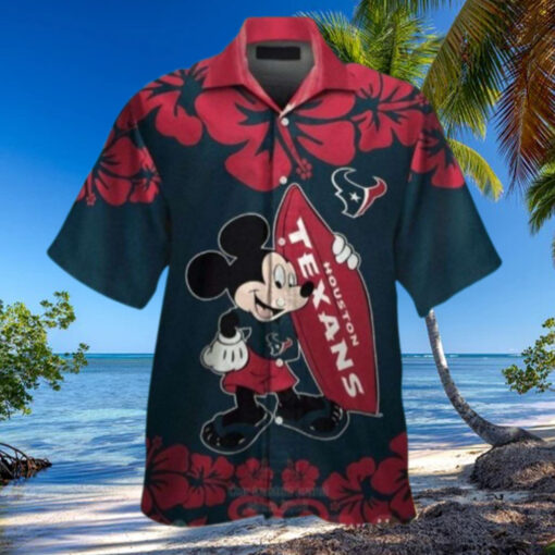 NFL Mickey – Houston Texans Mickey Crimson Sunset Hawaiian Shirt