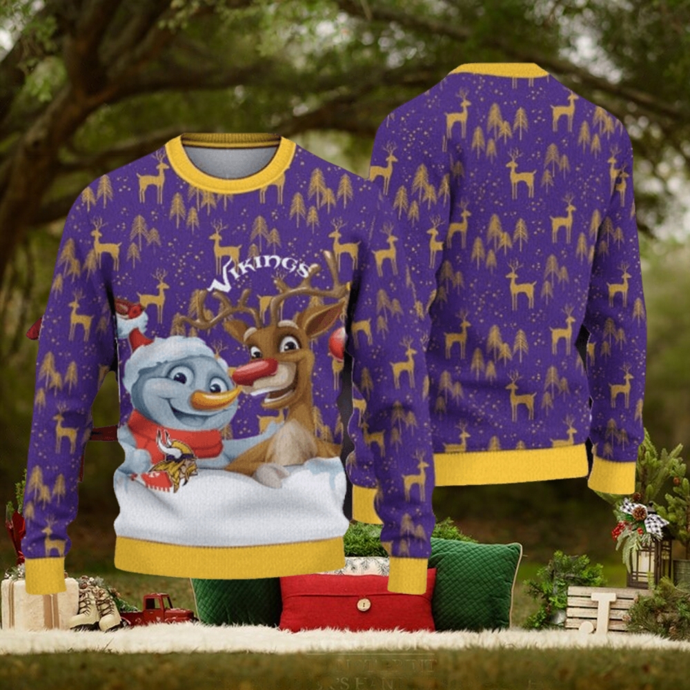 NFL Minnesota Vikings Christmas Reindeer Sport Christmas Ugly Sweater 3D NFL Minnesota Vikings Christmas Reindeer Sport Christmas Ugly Sweater 3D