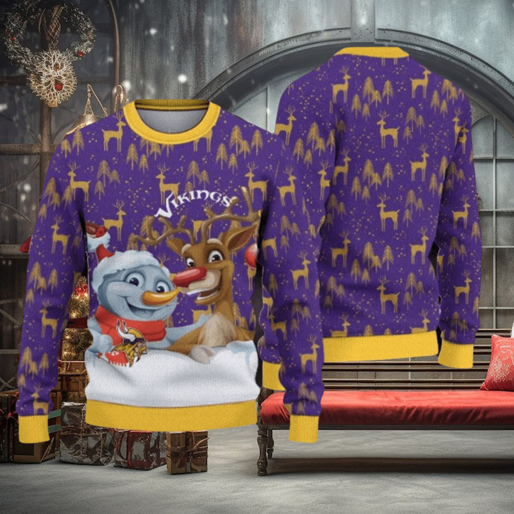 NFL Minnesota Vikings Christmas Reindeer Sport Christmas Ugly Sweater 3D NFL Minnesota Vikings Christmas Reindeer Sport Christmas Ugly Sweater 3D