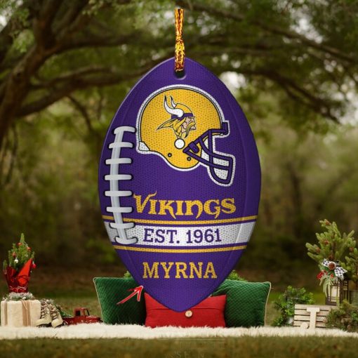 NFL Minnesota Vikings Football Xmas Custom Name Pine Tree Decorations Ornament