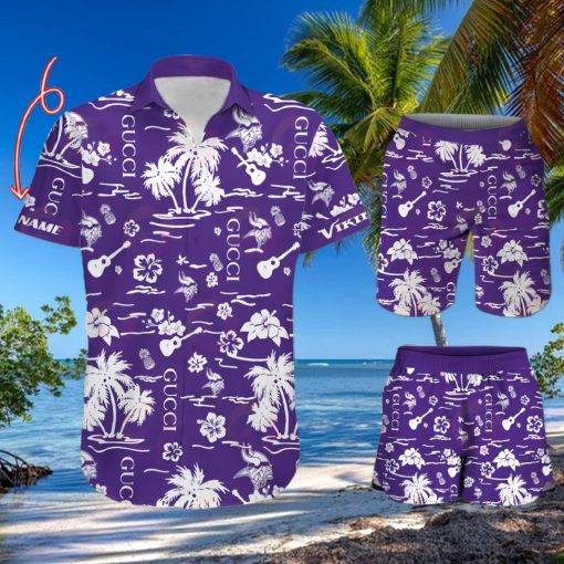 NFL Minnesota Vikings Gucci Logo Pattern Hawaiian Shirt & Shorts