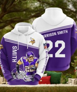 NFL Minnesota Vikings Harrison Smith Purple White Pullover Hoodie