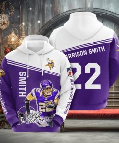 NFL Minnesota Vikings Harrison Smith Purple White Pullover Hoodie