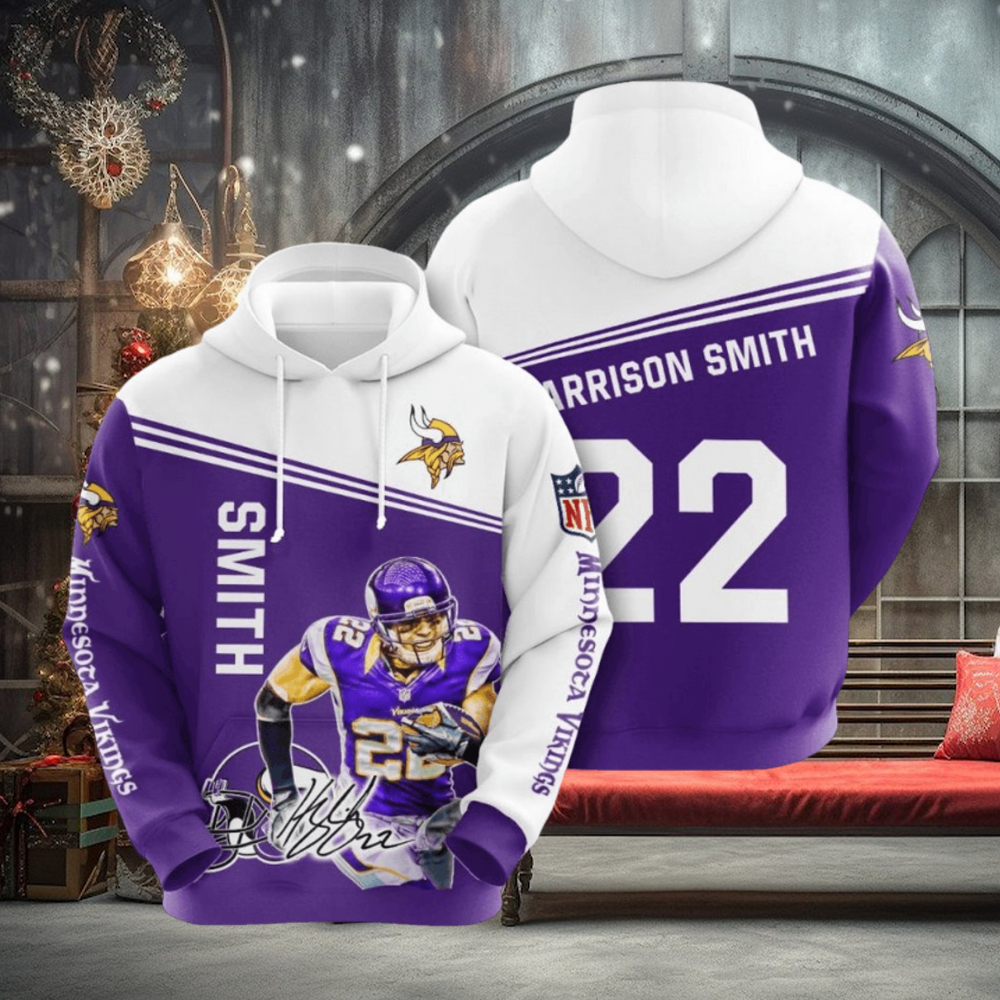 NFL Minnesota Vikings Harrison Smith Purple White Pullover Hoodie NFL Minnesota Vikings Harrison Smith Purple White Pullover Hoodie