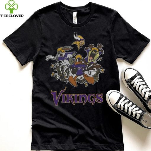 NFL Minnesota Vikings Looney Tunes Bug Bunnys Daffy Tasmania Fullprinted T Shirt