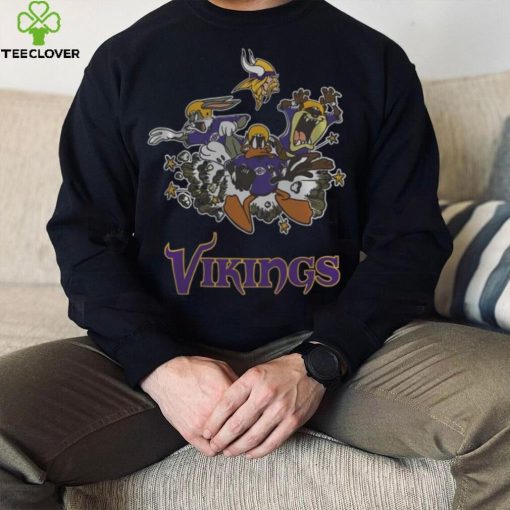 NFL Minnesota Vikings Looney Tunes Bug Bunnys Daffy Tasmania Fullprinted T Shirt