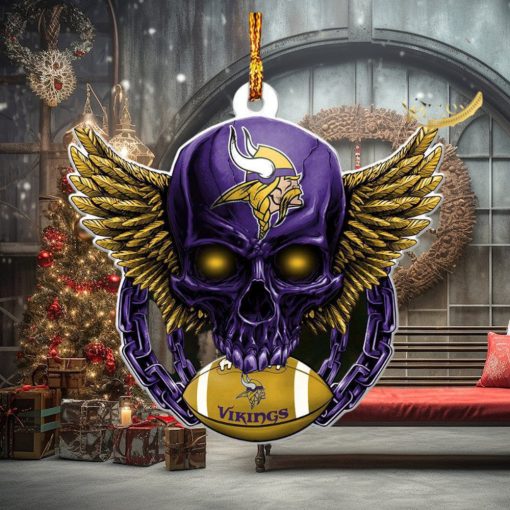 NFL Minnesota Vikings Skull 2023 Holiday Gifts Xmas Tree Decorations Ornament