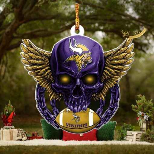 NFL Minnesota Vikings Skull 2023 Holiday Gifts Xmas Tree Decorations Ornament