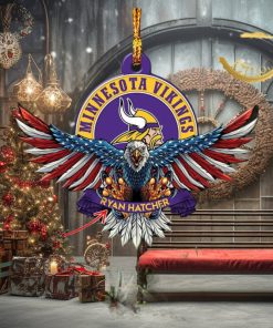 NFL Minnesota Vikings Xmas American US Eagle Custom Name Ornament