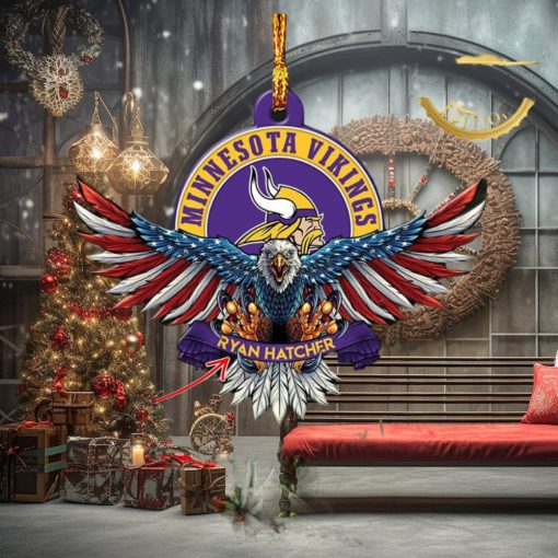 NFL Minnesota Vikings Xmas American US Eagle Custom Name Ornament