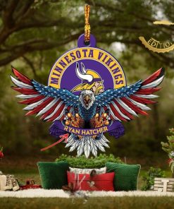 NFL Minnesota Vikings Xmas American US Eagle Custom Name Ornament